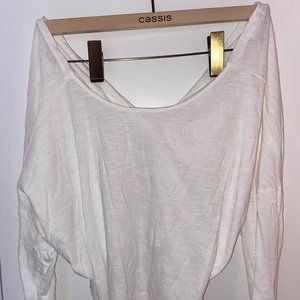 Long Sleeve Top With Knotted Back || White